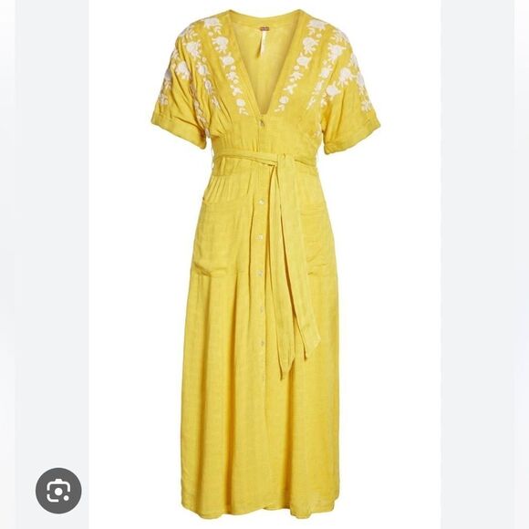 Free People Love To Love You Dress in Yellow Size Small - Picture 7 of 16